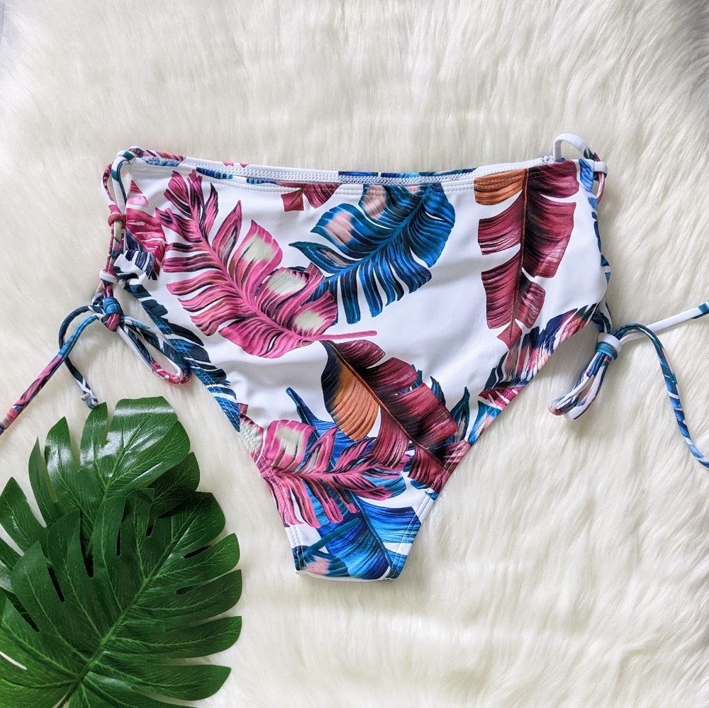 Tropical print high waist tie side bikini bottom - Picture 2 of 5